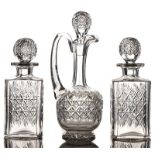 A PAIR OF THOMAS WEBB CRYSTAL `WELLINGTON' CUT SQUARE WHISKY DECANTERS AND STOPPERS