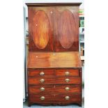 A GEORGE III MAHOGANY BUREAU BOOKCASE