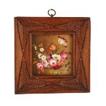 A SMALL ENGLISH PORCELAIN SQUARE PLAQUE