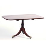 A GEORGE III CROSSBANDED MAHOGANY RECTANGULAR SNAP-TOP BREAKFAST TABLE