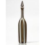 A TALL VENINI GLASS BOTTLE AND STOPPER