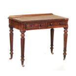 A MID-19TH CENTURY MAHOGANY TWO DRAWER WRITING DESK