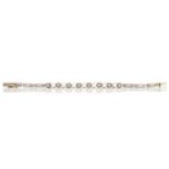 A GOLD, DIAMOND AND CULTURED PEARL BRACELET