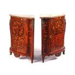 A PAIR OF LOUIS XVI GILT-METAL MOUNTED KINGWOOD MARQUETRY CORNER CABINETS OR ENCOIGNURES (2)