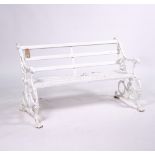 A 19TH CENTURY 'SERPENT AND GRAPE' PATTERN WHITE PAINTED GARDEN BENCH, AFTER A DESIGN BY...