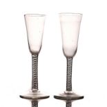 TWO OPAQUE TWIST WINE GLASSES