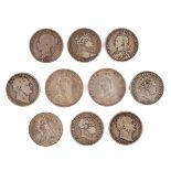 A GROUP OF PRE-1920 SILVER COINS (10)