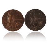 TWO FIRST WORLD WAR PERIOD BRONZE MEMORIAL PLAQUES (2)