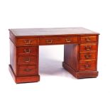 A LATE 19TH CENTURY MAHOGANY PEDESTAL DESK