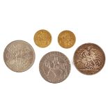 A VICTORIA JUBILEE HEAD SOVEREIGN, 1891 AND FOUR FURTHER COINS (5)