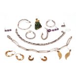 THREE PAIRS OF GOLD EARRINGS AND FURTHER JEWELLERY (13)