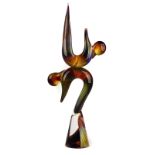 DINO ROSIN ( ITALIAN, BORN 1948) A LARGE MURANO CALCEDONIA GLASS SCULPTURE OF ACROBATS