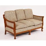 A 20TH CENTURY WALNUT SHOW FRAME SOFA