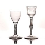 AN ENGRAVED OPAQUE TWIST WINE GLASS