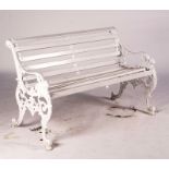 ANDREW McLAREN & Co; A 19TH CENTURY WHITE PAINTED CAST IRON GARDEN BENCH