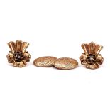 A PAIR OF GOLD EARCLIP MOUNTS AND ONE CUFFLINK
