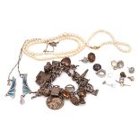 A SILVER CURB LINK CHARM BRACELET AND A FEW FURTHER ITEMS (QTY)