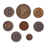 A VICTORIA GODLESS FLORIN 1849 AND SEVEN FURTHER COINS (8)