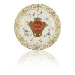 A RARE MEISSEN ARMORIAL DISH FROM THE `CORONATION SERVICE'