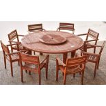 A LARGE CIRCULAR HARDWOOD GARDEN TABLE (9)