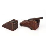 A BRONZE MODEL OF A SIGNAL CANNON AND ANOTHER SMALLER (2)