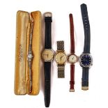 A CIRO SILVER AND COLOURLESS PASTE LADIES BRACELET WRISTWATCH AND FOUR FURTHER WRISTWATCHES (5)