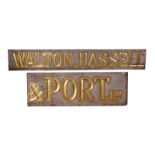 A LARGE SHOP SIGN ‘WALTON HASSELL & PORT LTD’