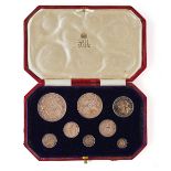 A GEORGE V 1911 CORONATION SET OF EIGHT SILVER SPECIMEN PROOF COINS (8)