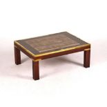 A BRASS BOUND CAMPAIGN STYLE RECTANGULAR COFFEE TABLE