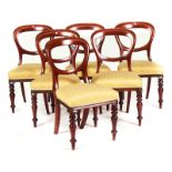 A SET OF SIX VICTORIAN BALLOON BACK DINING CHAIRS (6)