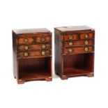 A PAIR OF CAMPAIGN STYLE BEDSIDE TABLES (2)