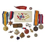 TWO FIRST WORLD WAR MEDALS AND FURTHER MOSTLY MILITARY ITEMS (20)