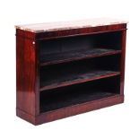 A REGENCY MARBLE TOPPED ROSEWOOD FLOOR STANDING OPEN BOOKCASE