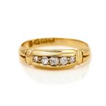 A VICTORIAN 18CT GOLD AND DIAMOND FIVE STONE RING