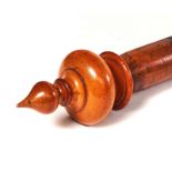 A LARGE MAHOGANY CURTAIN POLE