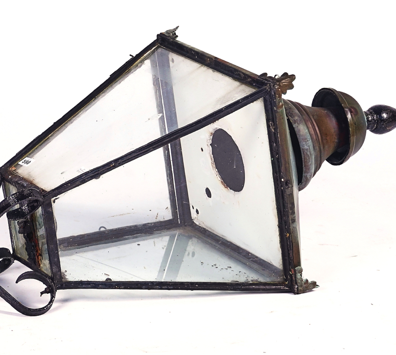 A WROUGHT-IRON AND COPPER STREET LANTERN - Image 3 of 3