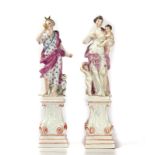 TWO MEISSEN CLASSICAL FIGURES ON PEDESTALS FROM THE `OVIDIAN' SERIES