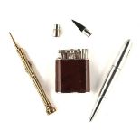 A NOVELTY STERLING SILVER ALFRED DUNHILL BALLPOINT PEN AND TWO FURTHER ITEMS (3)