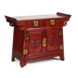 A 20TH CENTURY CHINESE HARDWOOD SIDE CABINET