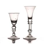 TWO BALUSTER WINE GLASSES