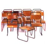 A SET OF ELEVEN MID-20TH CENTURY STACKING CHAIRS (11)