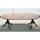 A GEORGE III AND LATER MAHOGANY D-END EXTENDING DINING TABLE