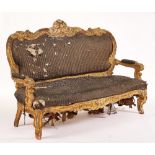 A 19TH CENTURY ITALIAN GILT FRAMED SOFA