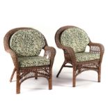 A PAIR OF MID-20TH CENTURY RATTAN EASY ARMCHAIRS (2)