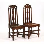 TWO SIMILAR EARLY 18TH CENTURY OAK HIGH-BACK DINING CHAIRS (2)