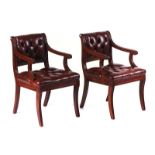 A PAIR OF REGENCY STYLE MAHOGANY FRAMED OPEN ARMCHAIRS (2)