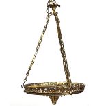 A REGENCY STYLE GILT-BRASS MOUNTED CUT GLASS HANGING LIGHT