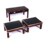 A RECTANGULAR CAMPAIGN STYLE TWO DRAWER COFFEE TABLE (3)