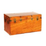 A 19TH CENTURY EXPORT WARE CAMPHOR WOOD TRUNK