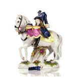 A MEISSEN FIGURE OF AN OFFICER ON HORSEBACK